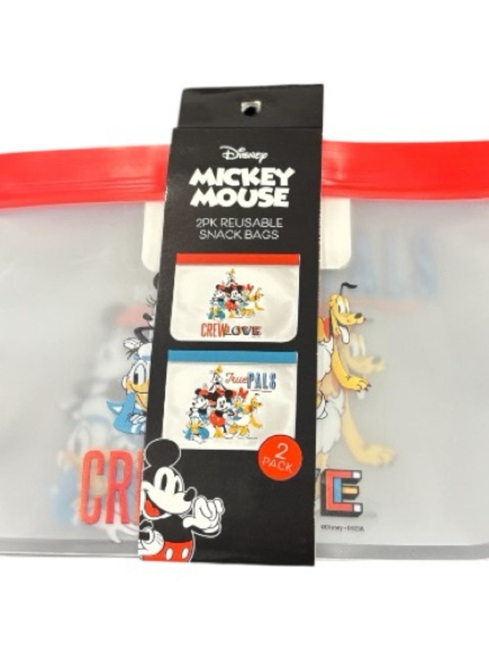 Disney Mickey Mouse Reusable Snack Bags with Blue Zip-Top (2 Pack)